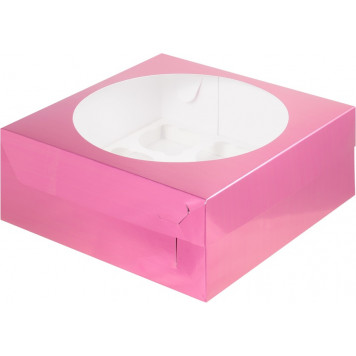 Коробка 9 капкейков 23*23*10 фуксия