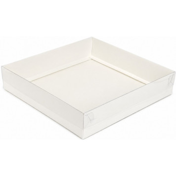 Коробка 25*25*5 с пласт крышкой белая