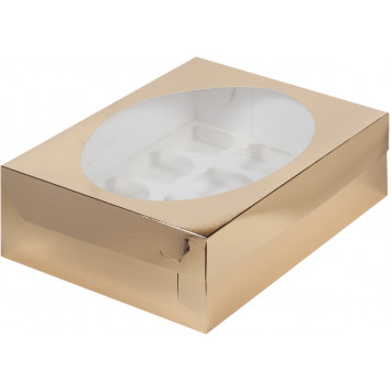 Коробка 12 капкейков 32*23*10 золото