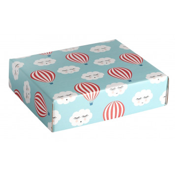 Коробка сборная крышка-дно без окна, "Шарики в облаках", 18 х 15 х 5 см