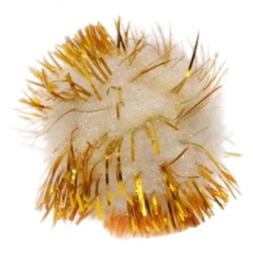 Помпон 25см белый/золотой
