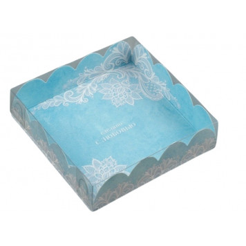 Коробка для печенья, кондитерская упаковка с пластиковой крышкой, «Сделано с любовью», 13 х 13 х 3 см