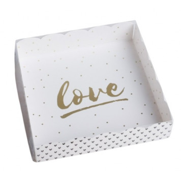 Коробка для кондитерских изделий с PVC-крышкой Love, 15 × 15 × 3 см
