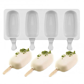 Форма силиконовая для мороженого "Эскимо" 48*90 мм, 4 ячейки