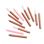 Свеча для торта «Розовая вечеринка», 12 шт., 8 см, белый и розовый металлик