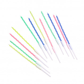 Свечи для торта коктейльные с подставками, 12 см, набор 12 шт