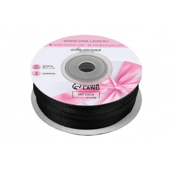 Лента атласная №39 3мм*50±1ярд(45м±1м) чёрный АУ