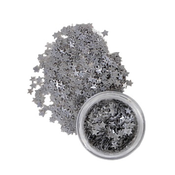 Глиттер фигурный звёзды серебряные, 0,5 г