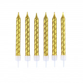 Свечи для торта, золото, 6 шт., 9.5 х 0.9 см