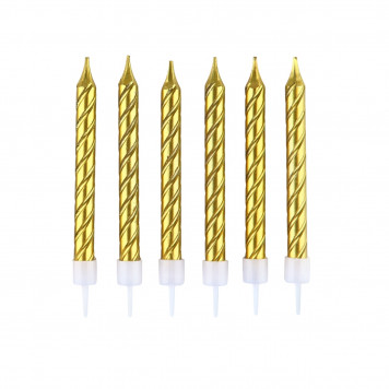 Свечи для торта, золото, 6 шт., 9.5 х 0.9 см