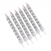 Свечи для торта, серебро, 6 шт., 9.5 х 0.9 см