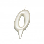 Свеча для торта  "Овал" цифра "0", большая, жемчужный, 5,5 см