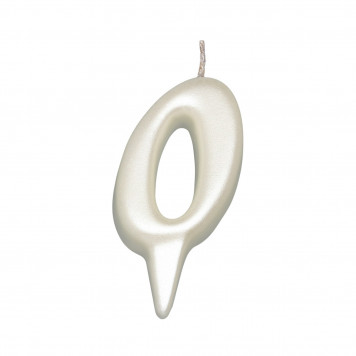 Свеча для торта  "Овал" цифра "0", большая, жемчужный, 5,5 см
