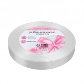 Лента атласная, 12 мм × 23 ± 1 м, цвет белый №01