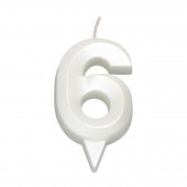 Свеча в торт "Грань", цифра "6", жемчужный, 6,5 см