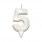 Свеча в торт "Грань", цифра "5", жемчужный, 6,5 см 9562161