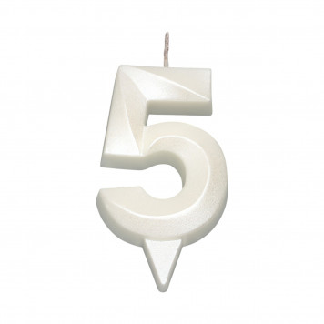 Свеча в торт "Грань", цифра "5", жемчужный, 6,5 см 9562161