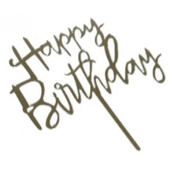 Топпер Happy Birthday серебро 9*14см