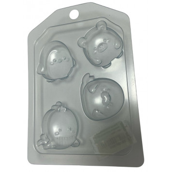 Форма пластиковая Зверюшки мультяшные мини