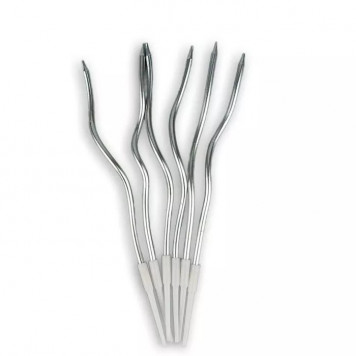 Свечи в торт Спираль серебро 6шт, 16см