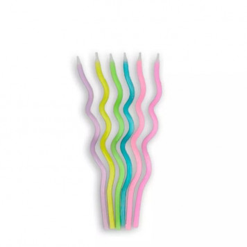 Свечи в торт Спираль разноцветная 6шт, 14см