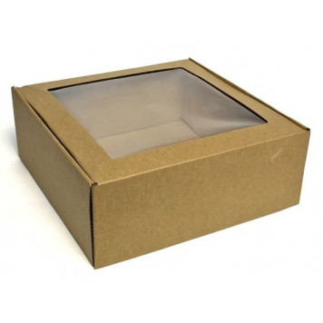 Коробка 26*26*10 гофрокрафт с окном