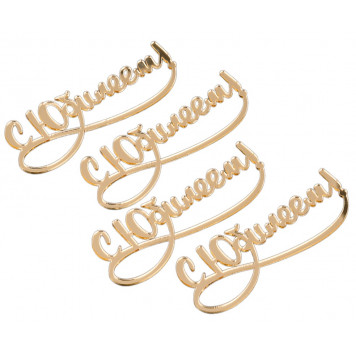 Топпер без шпажки С юбилеем, золотой 4шт