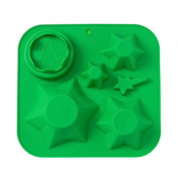 Форма для выпечки 6 ячеек "Новогодний набор" 20,5х22х3,5 см, цвет зелёный   10622115