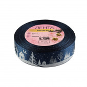 Лента атласная «Ночная сказка», 25 мм, 23±1 м, тёмно-синяя