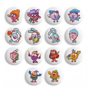 Сахарные фигурки медальоны СМЕШАРИКИ зима 7шт