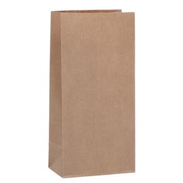 Пакет крафт бумажный фасовочный, прямоугольное дно 12 х 8 х 24 см, 50 г/м2