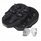 Форма для льда Доляна «Черепа», силикон, 6 ячеек, 18×12×3.5 см, чёрная