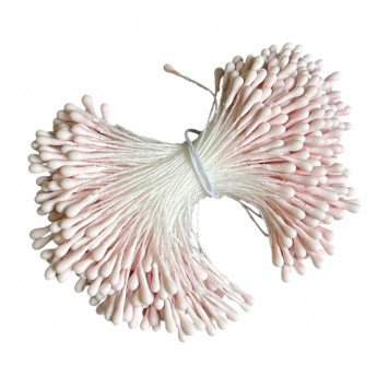 Тычинки для цветов "Капельки матовые бледно-розовые" d=1,5 мм набор 400 шт длина 6 см