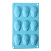 Форма для выпечки Доляна «Мадлен», силикон, 28×17×2 см, 9 ячеек (6.7×4.5×1.3 см), голубая