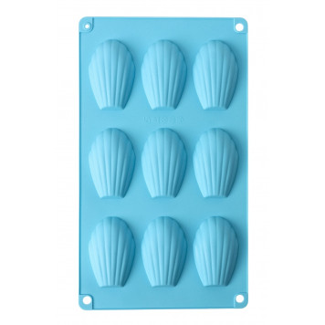 Форма для выпечки Доляна «Мадлен», силикон, 28×17×2 см, 9 ячеек (6.7×4.5×1.3 см), голубая