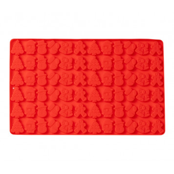 Форма для мармелада Доляна «Новогоднее настроение», силикон, 72 ячейки, 29×18×0.6 см, красная