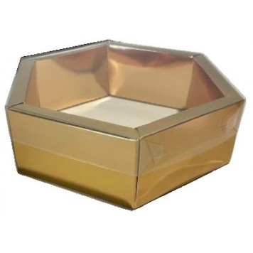 Коробка для зефира шестигранник 18*18*6 золото