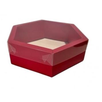 Коробка для зефира шестигранник 18*18*6 красная