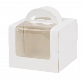 Коробка 16*16*15см прозрачная с подложкой и ручкой