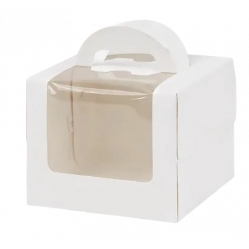 Коробка 16*16*15см прозрачная с подложкой и ручкой