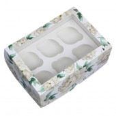 Коробка 6 капкейков 25*17*10см Пионы