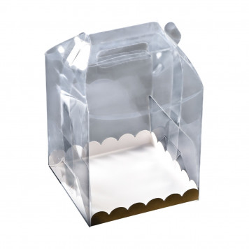 Коробка 16*16*18см прозрачная с дном и ручкой