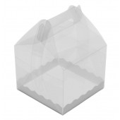 Коробка 19*19*20см прозрачная с дном и ручкой