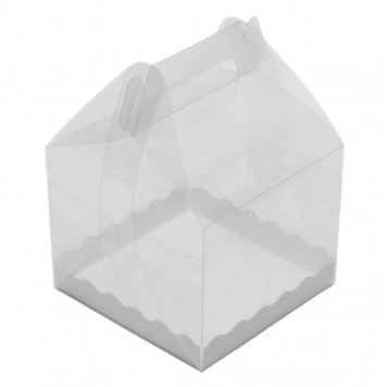 Коробка 19*19*20см прозрачная с дном и ручкой