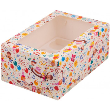 Коробка 6 капкейков 23*16*10 детский праздник