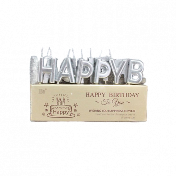 Свечи Happy Birthday серебряные