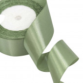 Лента атласная Сатин Серовато-зеленая 38мм, 25ярд