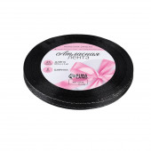 Лента атласная 6мм*25±1ярд(23м±1м) серебряные нити №39 чёрный АУ