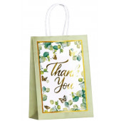 Пакет крафт, зеленый, "Спасибо" 21 х 15 х 8 см