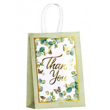 Пакет крафт, зеленый, "Спасибо" 21 х 15 х 8 см